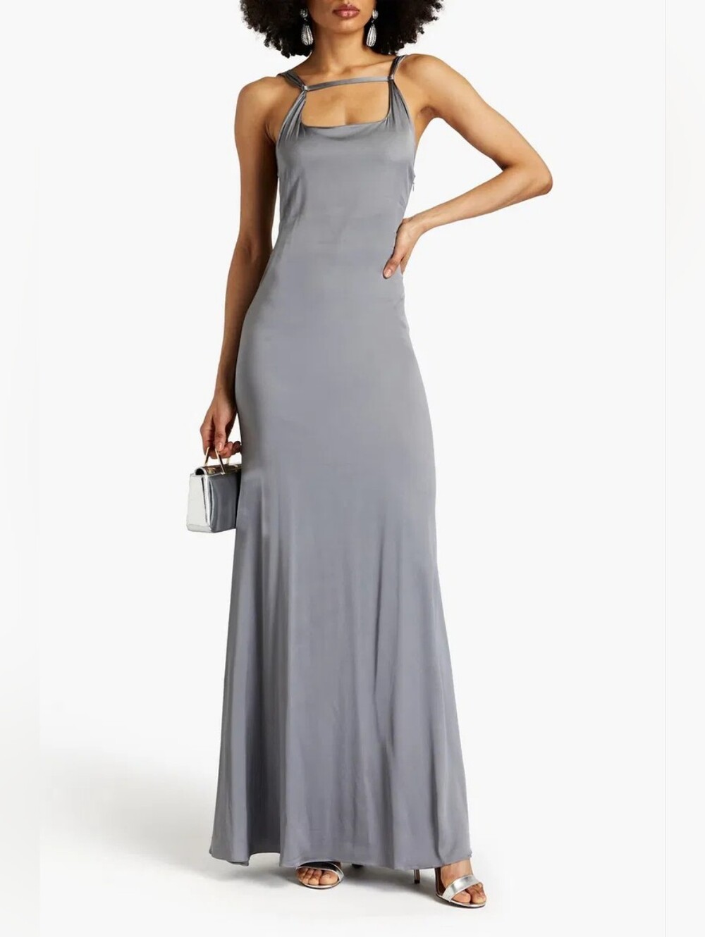 Jacquemus La Robe Mentalo Satin-Twill Long Dress (SZ 42)
